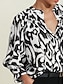 cheap Designer Tops-Women&#039;s Satin Print Buttondown Blouse