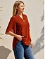 cheap Women&#039;s Blouses-Women&#039;s Shirt Blouse Plain Daily Weekend Black Short Sleeve Streetwear Casual V Neck Summer Spring