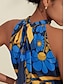 billige Blouses-Kvinnenes Casual Blomster Geometrisk Bluse med Bånd i Nakken