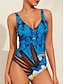 cheap One-Pieces-Metal Animal Print V Neck Swimsuit