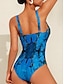 cheap One-Pieces-Metal Animal Print V Neck Swimsuit