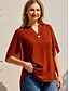 economico Blusa-Per donna Camicia Blusa Liscio Giornaliero Fine settimana Nero Manica corta Streetwear Informale A V Estate Primavera