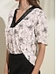 cheap Blouses-Lace Floral Puff Sleeve V Neck Shirt