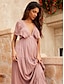 abordables Designer Dresses-Women&#039;s Casual A Line Dress  Pink  V Neck  Elastic Waist  Open Back Flowy Dress