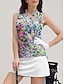 preiswerte Polo Top-Damen Golf Polo Shirt ärmelloses  florales Design