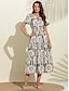 preiswerte Print Dresses-Frauen Gestreiftes Modisches Blumenkleid mit Kurzarm