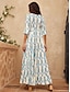 abordables Print Dresses-Robe Longue Satinée pour Femmes  Manches Longues  Printemps Été