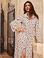 cheap Sale-Satin Moroccan Geometric Maxi Dress