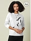 billige Digitale billedrammer-Kvinders Casual Langærmet Bomuld T shirt med Fjerprint