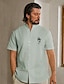 abordables Un Verano en Blanco-Men&#039;s Linen Shirt Coconut Tree Print Stand Collar
