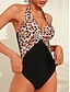 preiswerte Einteiler-Damen Langlinien Trikot Badeanzug mit Leopardenmuster