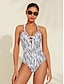 cheap One-Pieces-Wildlife Print Cross Back Swimsuit