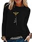 cheap T-Shirts-Women&#039;s T shirt Tee Black White Yellow Floral Long Sleeve Casual Daily Basic Round Neck Regular S