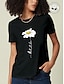 abordables T-shirts-Camiseta Casual Diaria de Algodón con Margaritas para Mujer