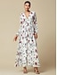 cheap Print Dresses-Geometry Print V Neck Maxi Dress