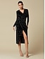 cheap Designer Dresses-Sexy High Slit Velvet Dress