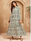 cheap Print Dresses-Geometric Resort Wear Maxi Dress