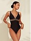 preiswerte Einteiler-Damen Badeanzug mit Pailletten   Einteiler Langlinie Triangel