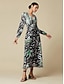abordables Print Dresses-Robe Maxi Imprimée à Manches Longues pour Femmes