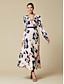 abordables Print Dresses-Robe Élégante de Vacances pour Femmes avec Fleur