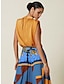 cheap Designer Tops-Women&#039;s Satin Shoulder Pad Pleats Sleeveless Top