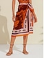 economico Cover-Ups-Costume da Bagno da Donna con Pareo  Stampa e Nodi   div