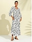 cheap Print Dresses-Satin Geometric Floral V Neck Maxi Dress