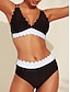 abordables Bikini-Petal Border Longline Triangle Bikini Set