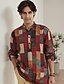 abordables Linen Shirts-Casual Plaid Shirt for Men  Light Green