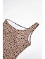 cheap One-Pieces-Leopard Print One Shoulder Swimsuit