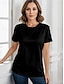 economico T-shirts-Camicia Estate Donna Cotone Bianco Rosa Blu Classico Girocollo Regolare Manica Corta Estivo