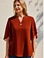 cheap Women&#039;s Blouses-Women&#039;s Shirt Blouse Chiffon Plain Daily Weekend Streetwear Casual Short Sleeve V Neck Black Summer Spring