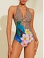 preiswerte Einteiler-Floral Leopard Triangle Bikini Swimsuit