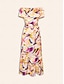 abordables Print Dresses-Graphic Ruffle Strapless Midi Dress
