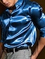 abordables Casual Shirts-Hombre Camisa Abotonar la camisa Camisa casual Camisa de satén de seda Negro Blanco Azul Piscina Rojo Verde Trébol Plano Manga Larga Diseño Diario Vacaciones Ropa Moda Casual Cómodo