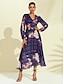 preiswerte Sale-Print V Neck High Waisted Midi Dress