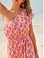 preiswerte Print Dresses-Boho Geometric Belted Maxi Dress