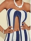 preiswerte Two Piece Sets-Strapless Sommerkleid mit Taschen und Streifen