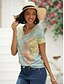 preiswerte Super Sale-Damen T Shirt Bluse Graphic Weltkarte Mehrfarbig Strasse Täglich Bedruckt T-Shirt Ärmel erbsengrün Kurzarm Basic Modern V Ausschnitt Sommer