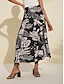 abordables Sale-Elegant Floral Print Satin Midi Skirt