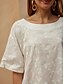 cheap Tops &amp; Blouses-Women&#039;s Basic Casual White Floral Eyelet Blouse