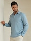 abordables Shirts-Camisa de Lino de Hombre Manga Larga Azul Caqui