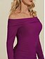 billige Maxi-kjoler-Kvinders strikket off shoulder plisseret maxi kjole