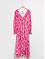 abordables Sale-Floral Ruffle V Neck Maxi Dress
