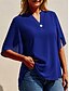 cheap Women&#039;s Blouses-Women&#039;s Shirt Blouse Plain Daily Weekend Black Short Sleeve Streetwear Casual V Neck Summer Spring