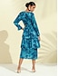 abordables Print Dresses-Robe Midi à Fleurs pour Femmes  Style Jacquard  Printemps Été