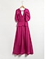 billige Afslappede kjoler-Rose Red Drawstring Maxi Dress