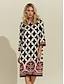 preiswerte Print Dresses-Damen Kleid Geometrisches Muster Weiß Casual S M L