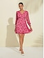 preiswerte Print Dresses-Princess Floral Print Elastic Cuff Mini Dress