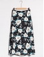 baratos Skirts-Floral Slit Midi Skirt